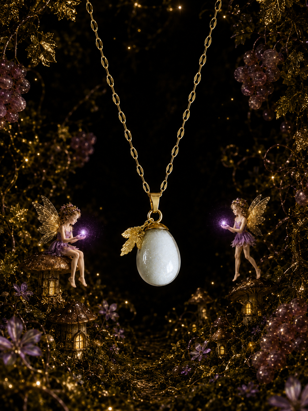 Collier petit raisin Mauve — Grappe Enchantée