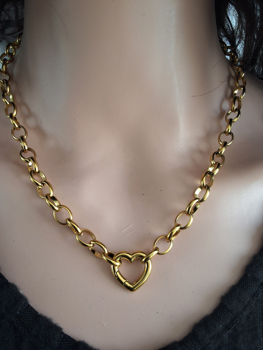 Collier cœur en acier or