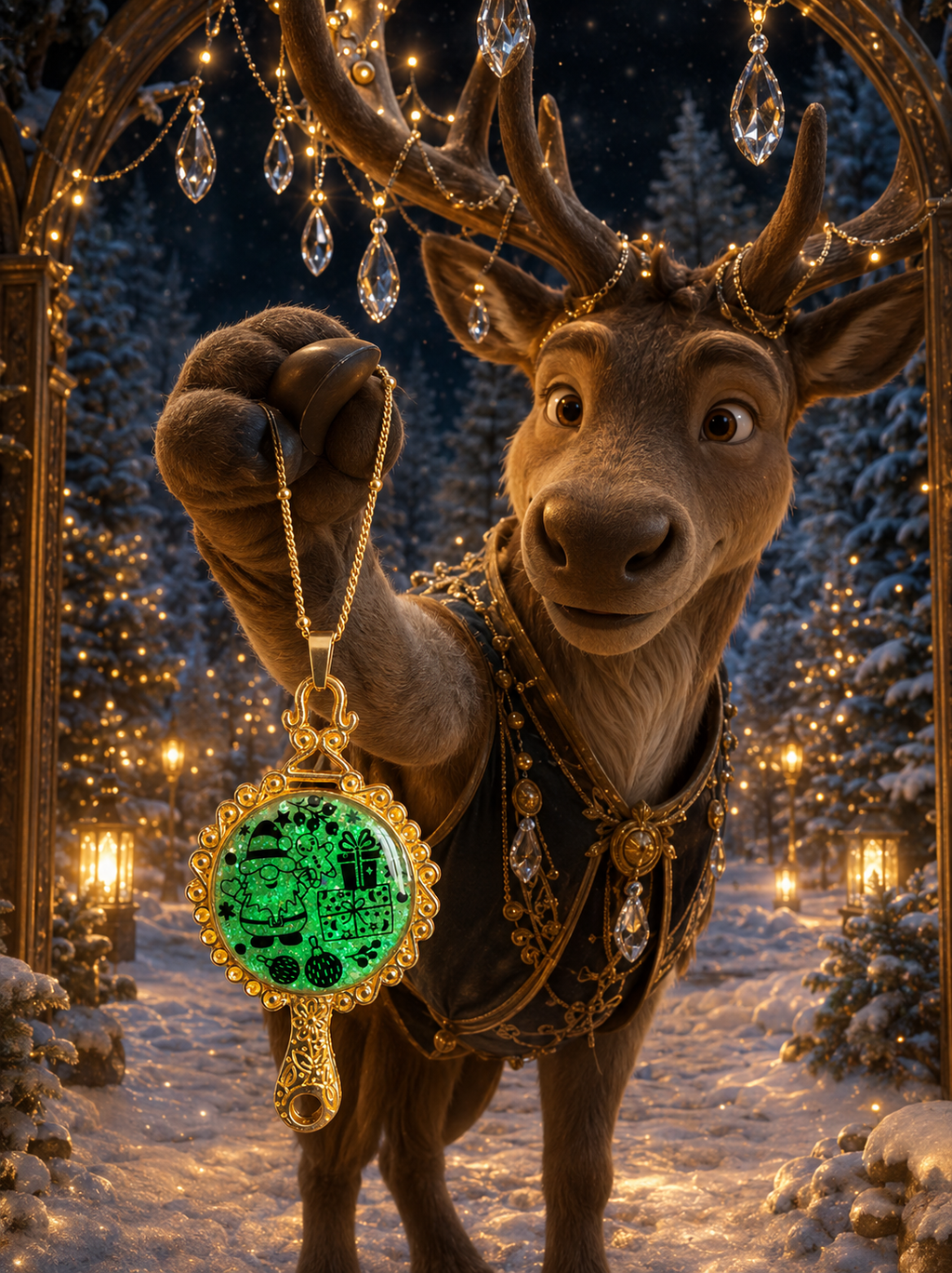 Collier Féerie de Noël Fluorescent – Création Artisanale Plaquée Or 18 Carats