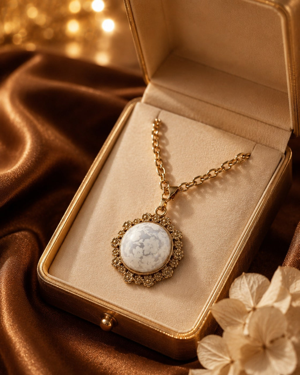 Collier fleures et dentelle.