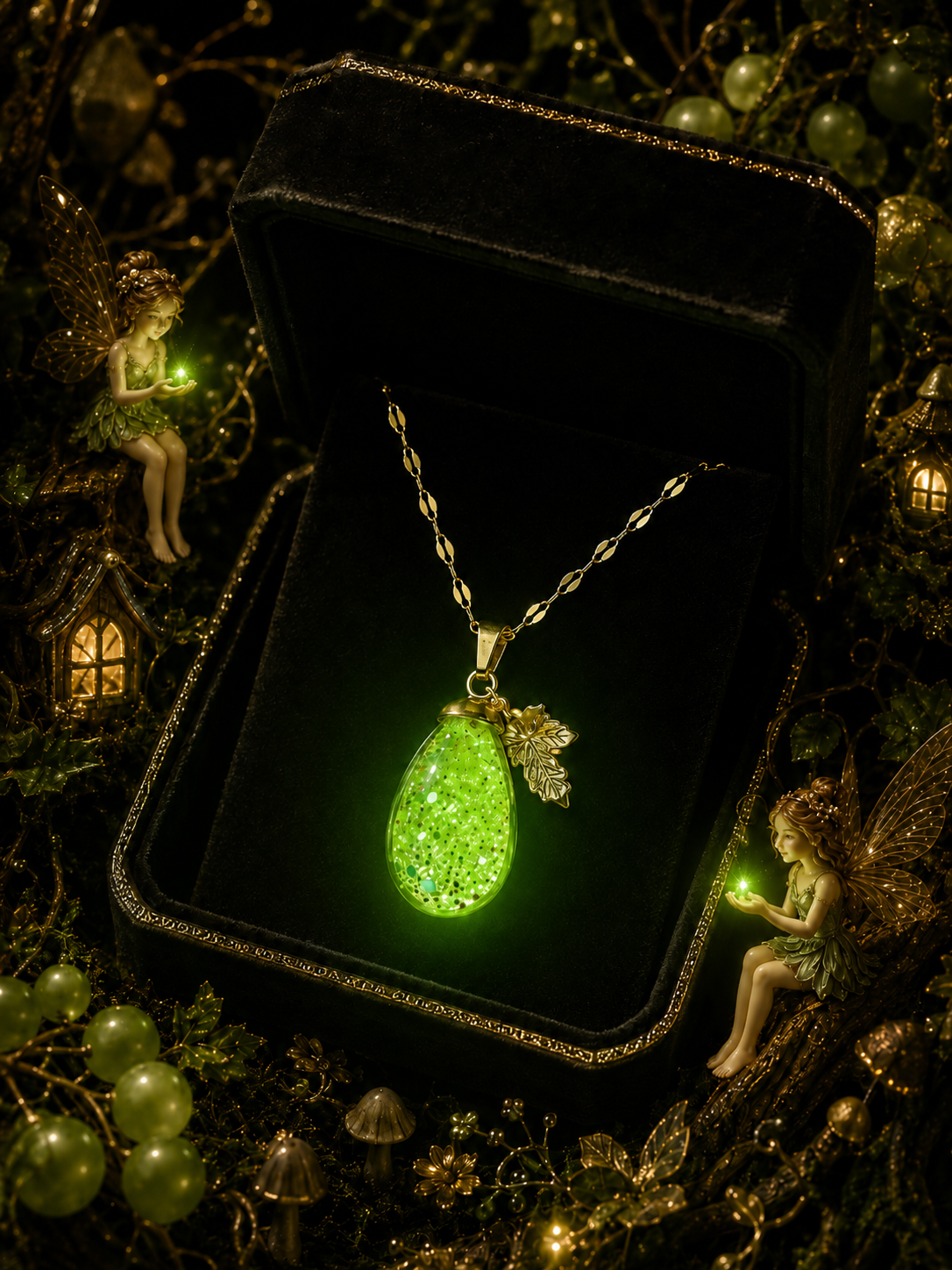 Collier gros Raisin Vert — Éclat Enchanté