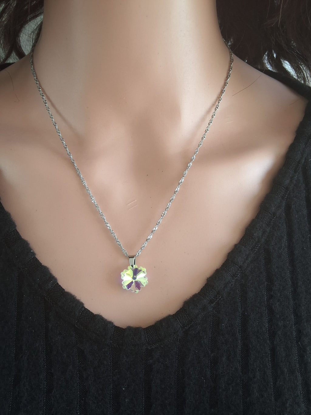 Collier petit flocon en cristal argent