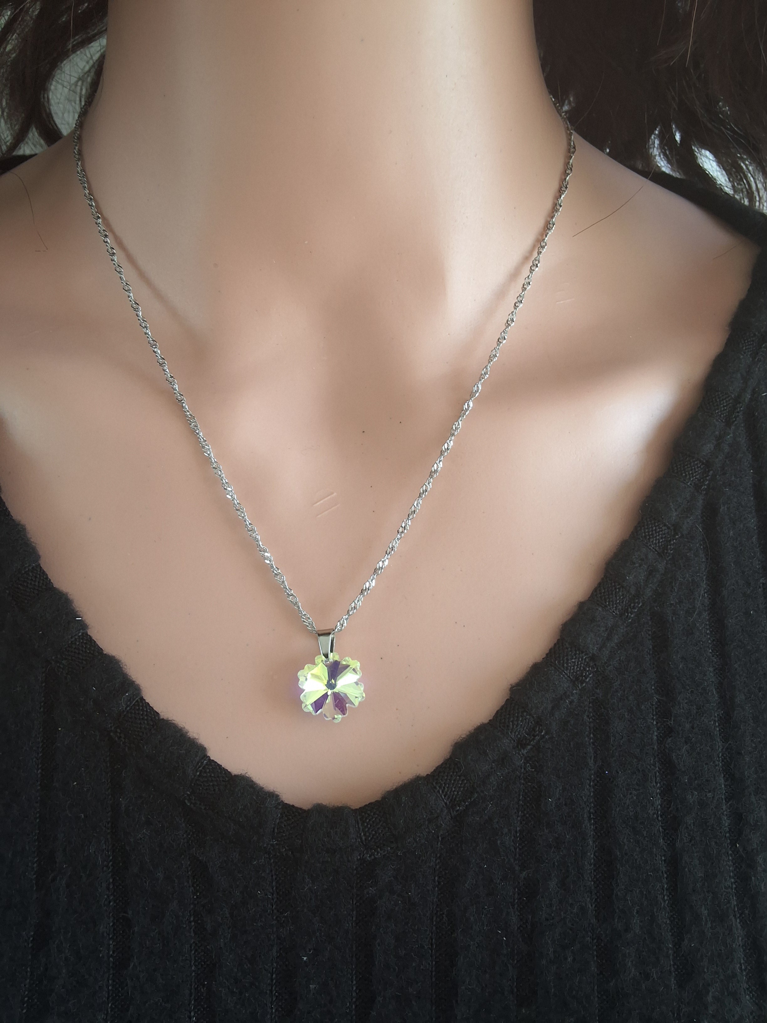 Collier petit flocon en cristal argent