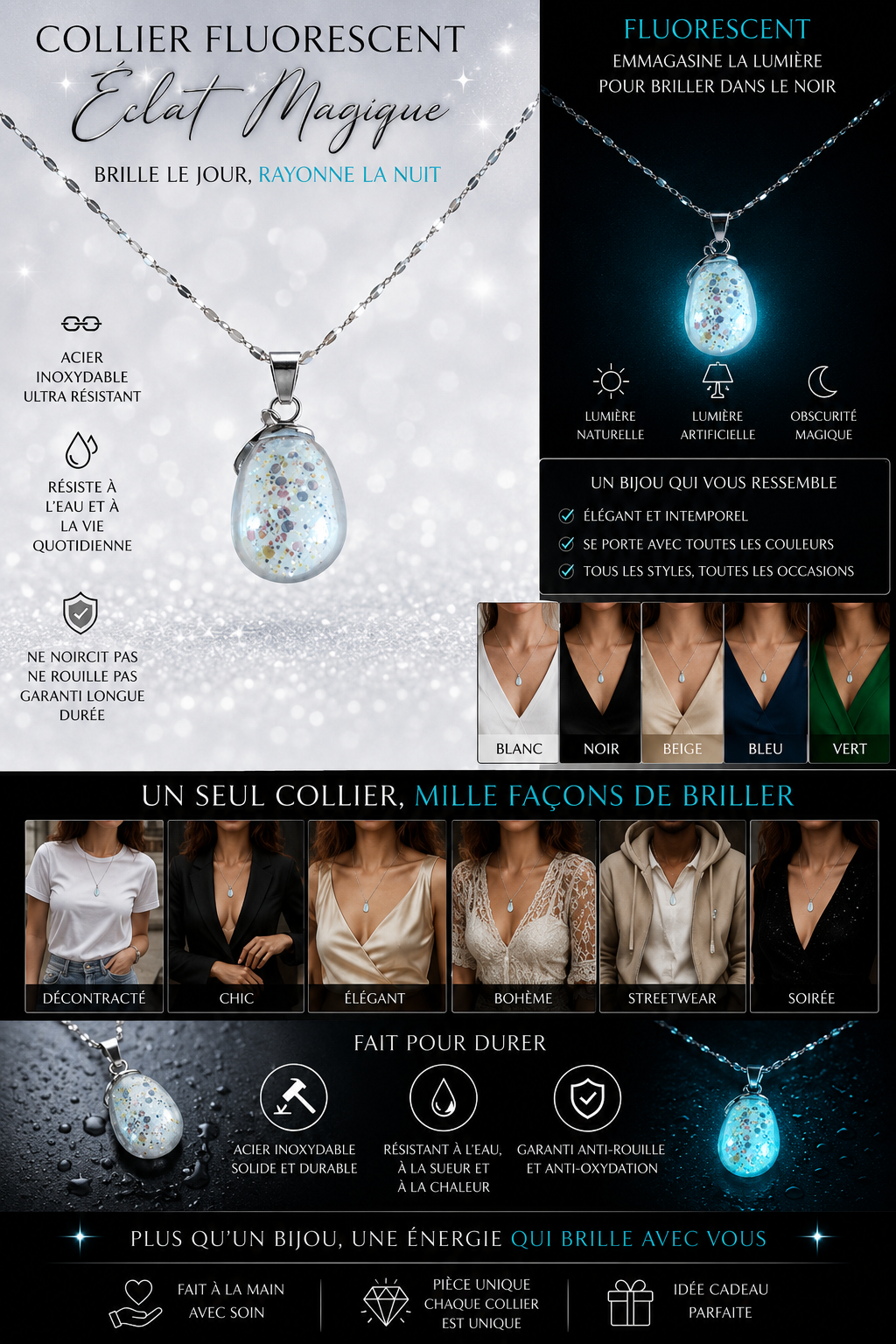 Collier goutte déglace des montagnes
