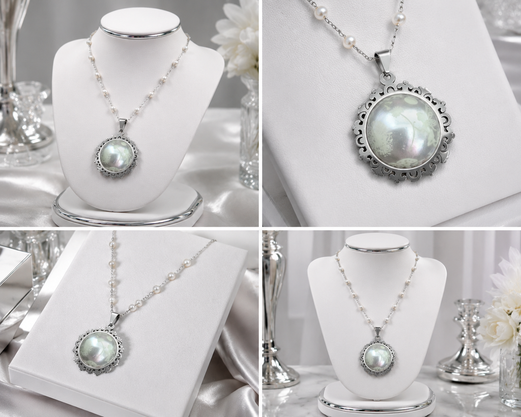 Collier rond à dentelle moyenne perle blanche de la fée kanys