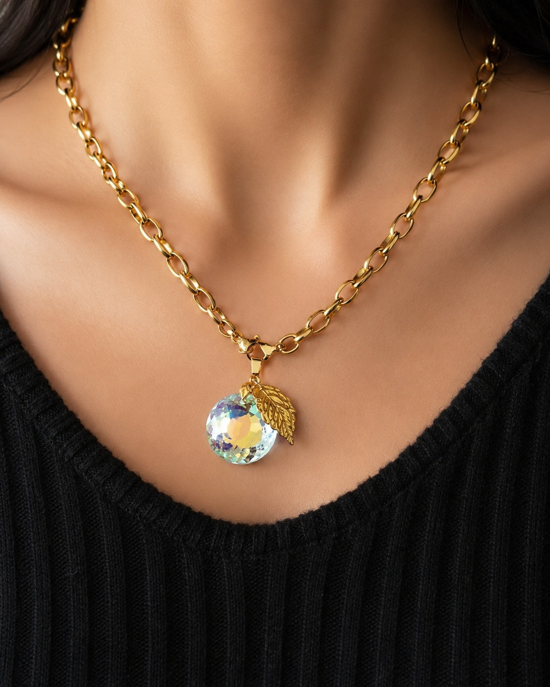 Collier orange en cristal