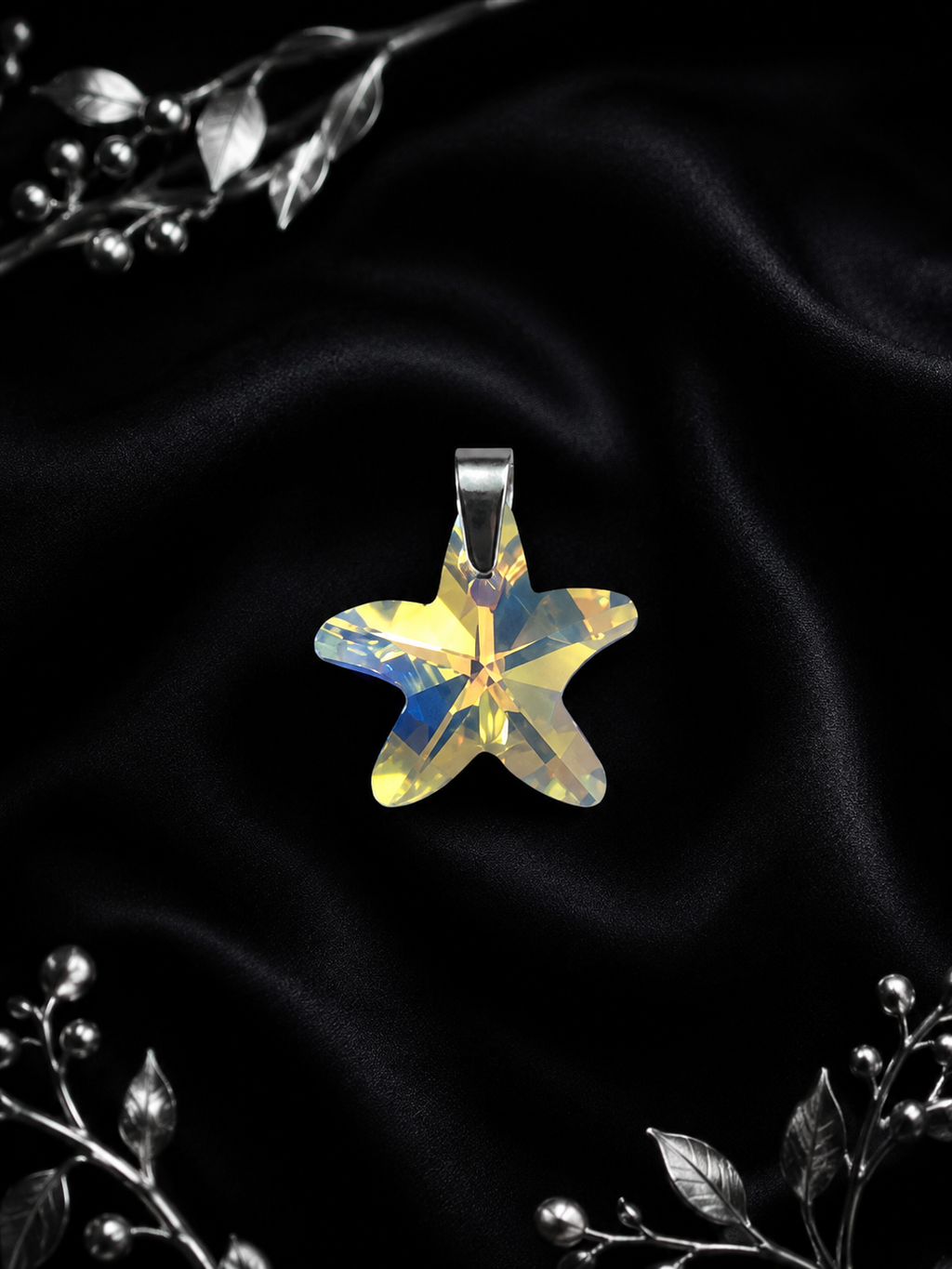 Le collier petite étoile de mer en cristal argenté