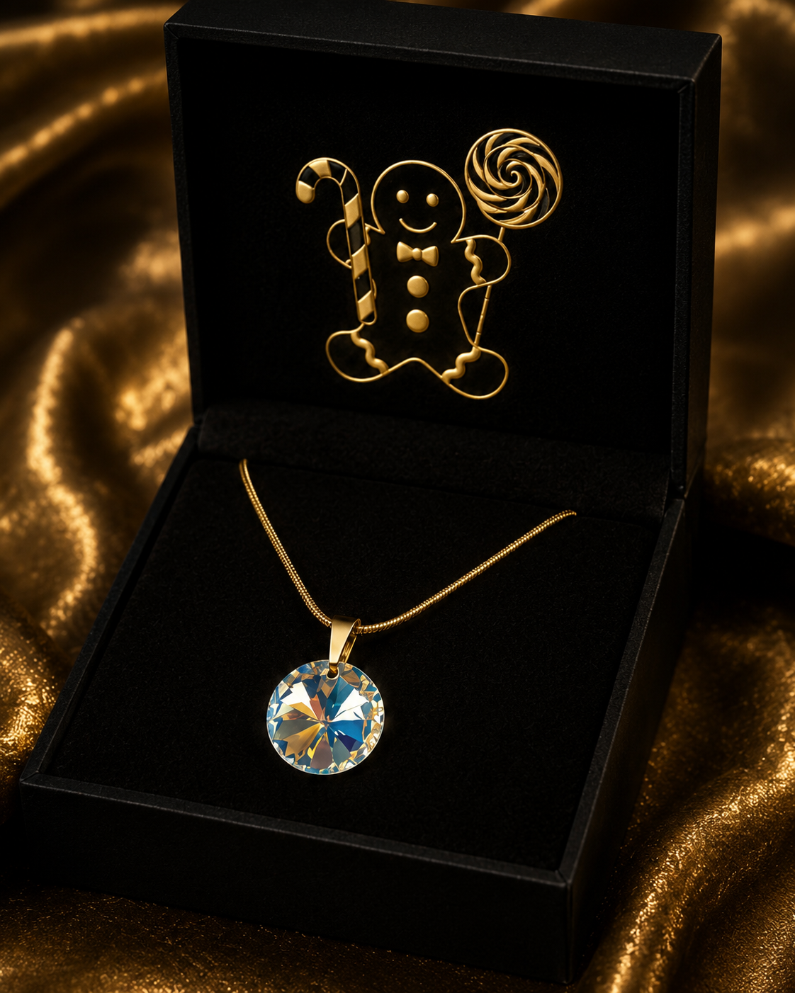 Le collier disque en cristal doré