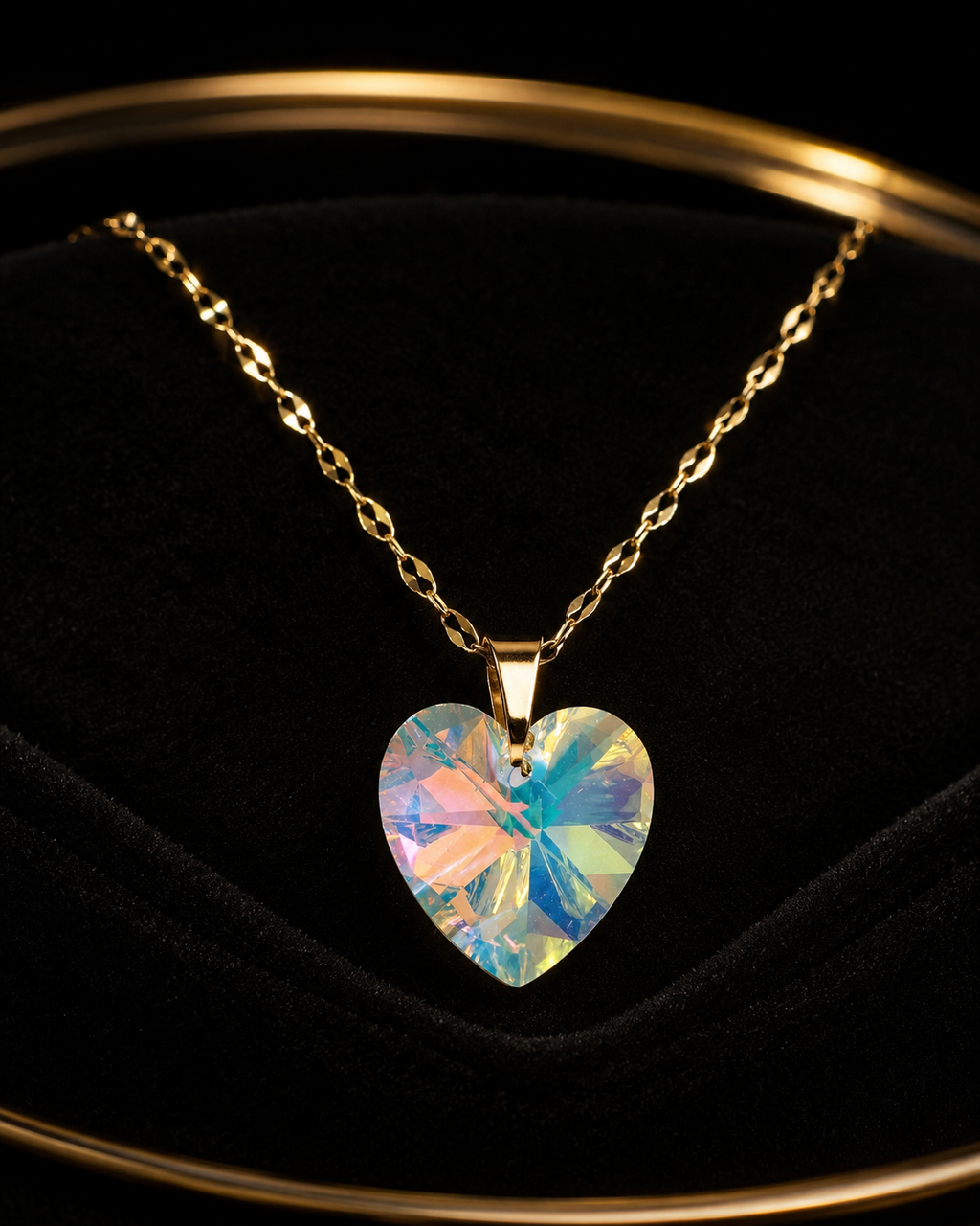 Le collier petit cœur enchanté en cristal doré
