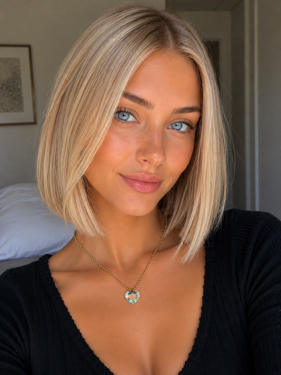 Collier gros cœur en cristal or
