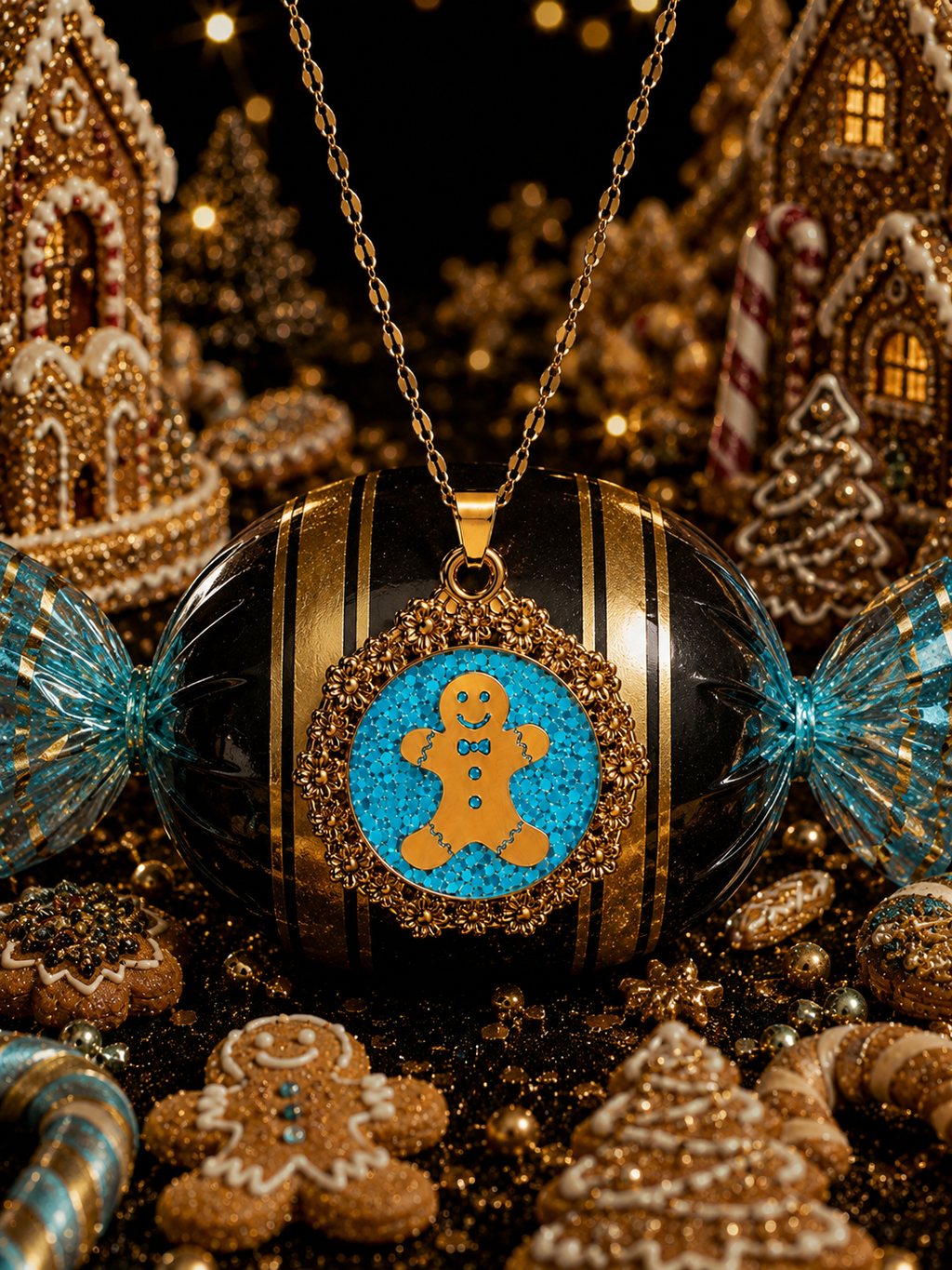 Collier Petit Biscuit – Bleu turquoise Fluorescent 💙✨