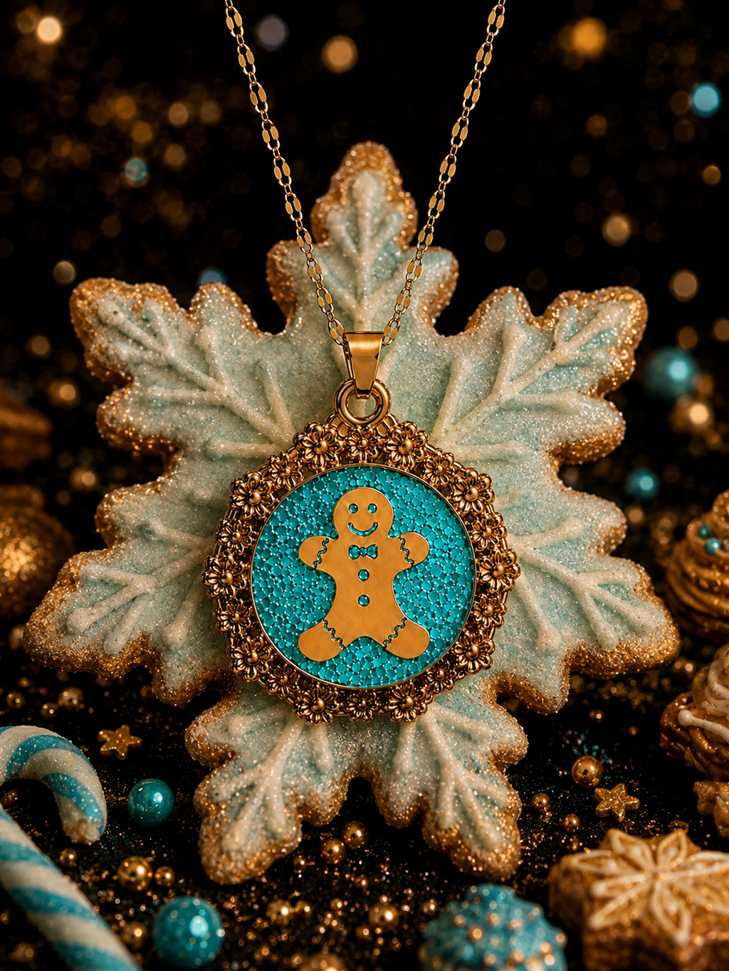 Collier Petit Biscuit – Bleu turquoise Fluorescent 💙✨