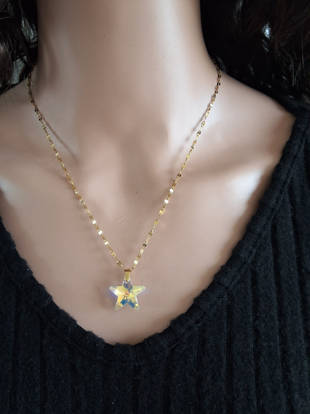 Collier étoile en cristal or 2