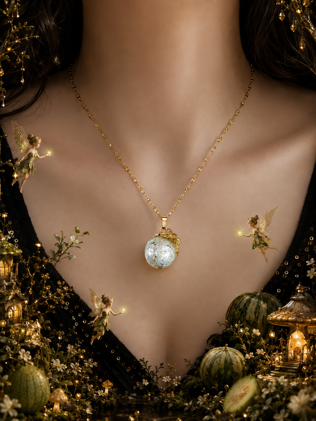 Collier Melon Vert — Jardin Enchanté