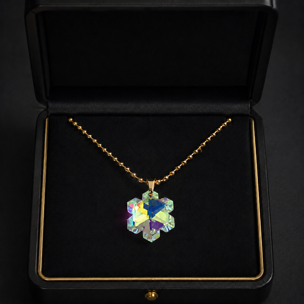 Le collier gros flocon de neige en cristal doré