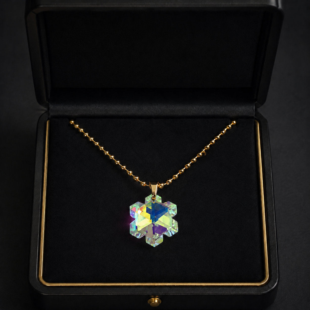 Le collier gros flocon de neige en cristal doré