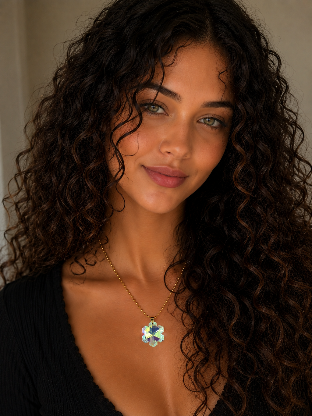 Collier gros flocon de neige en cristal or