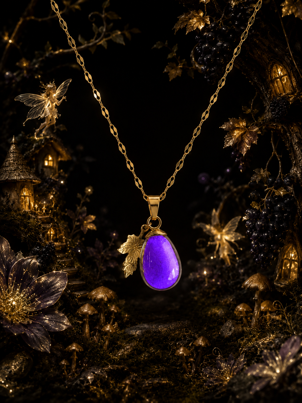 Collier petit raisin Mauve — Grappe Enchantée