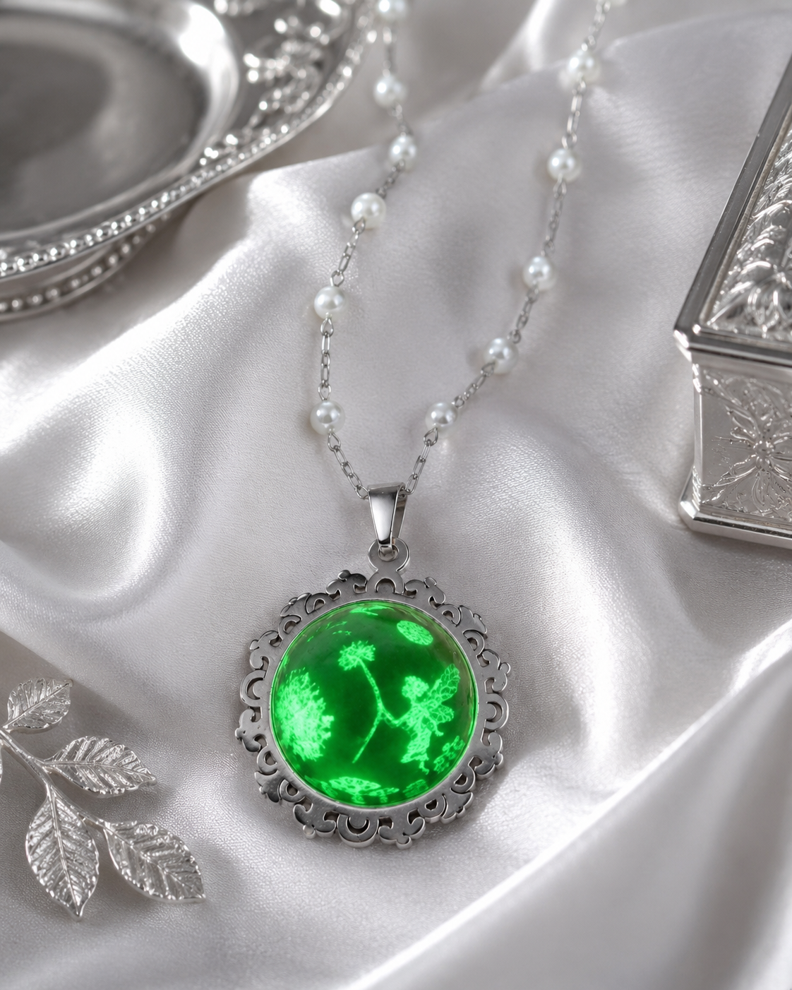 Collier rond à dentelle moyenne perle blanche de la fée kanys