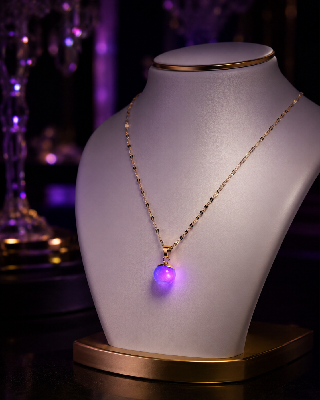 Collier or myrtille enchantée violette