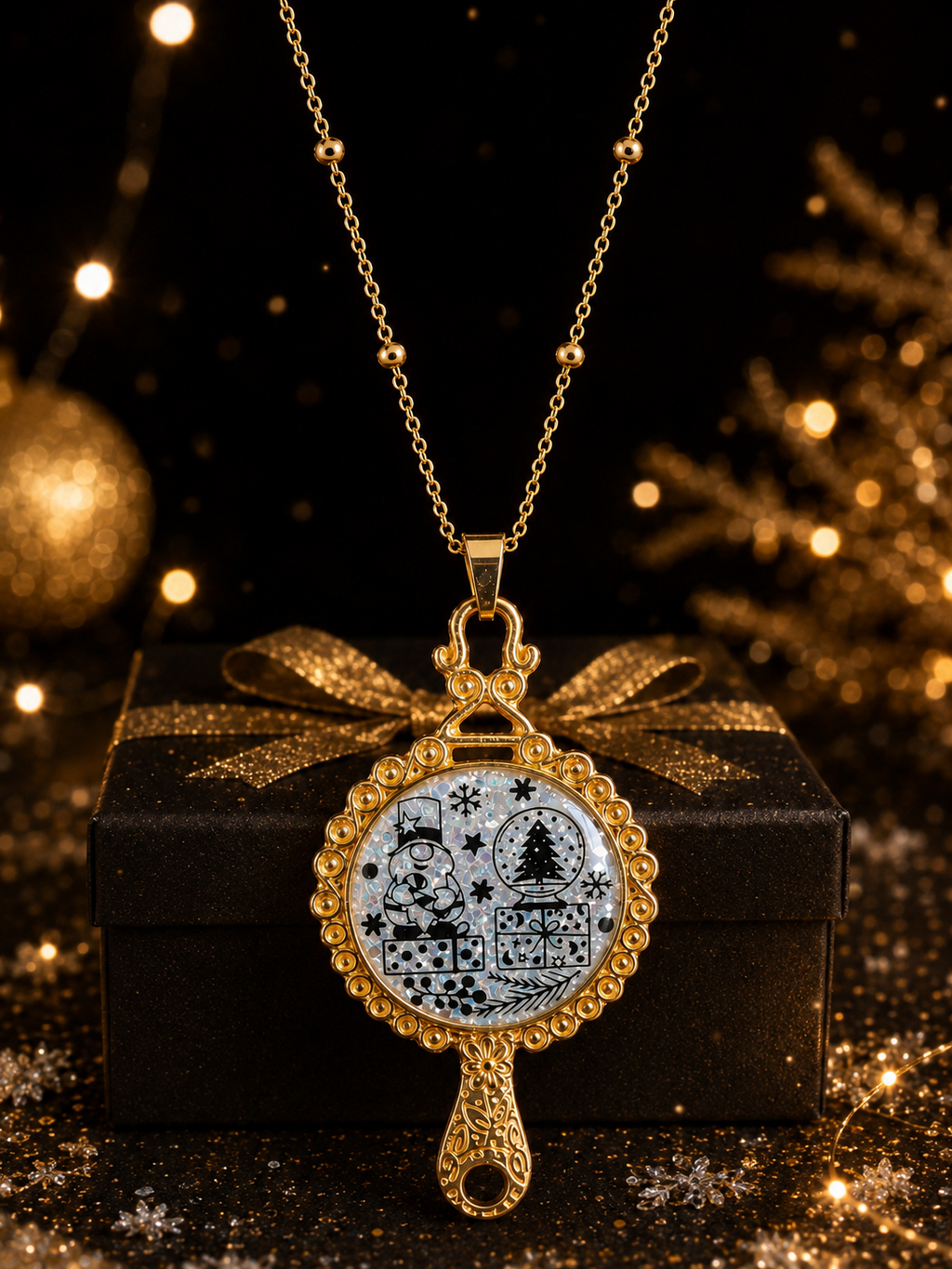 Collier La Magie de Noël Fluorescent – Création Artisanale Plaquée Or 18 Carats