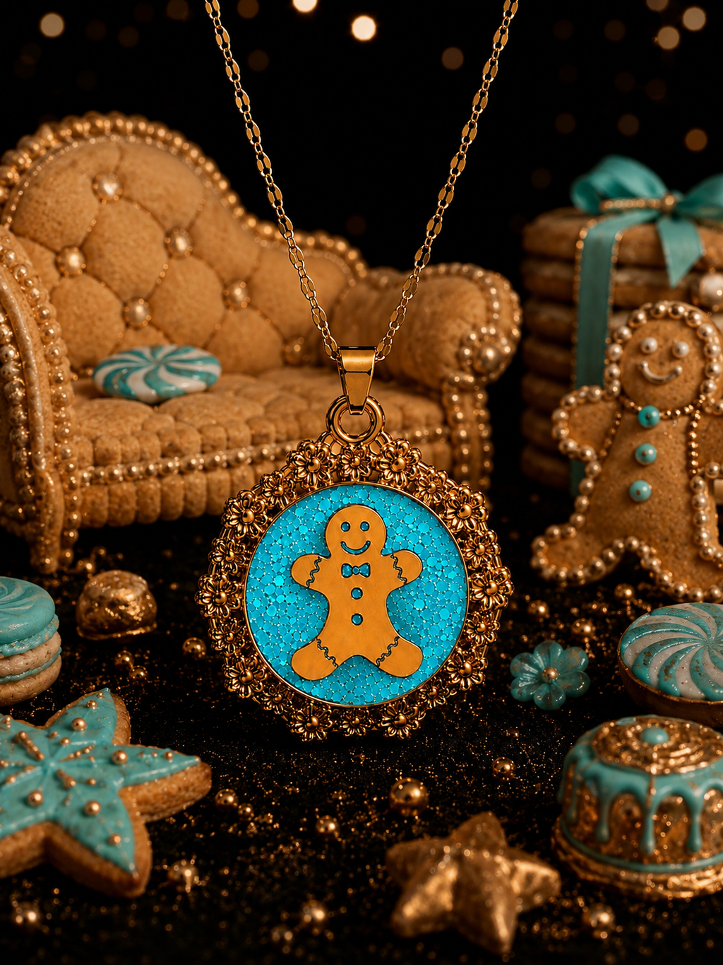 Collier Petit Biscuit – Bleu turquoise Fluorescent 💙✨