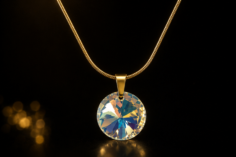 Le collier disque en cristal doré