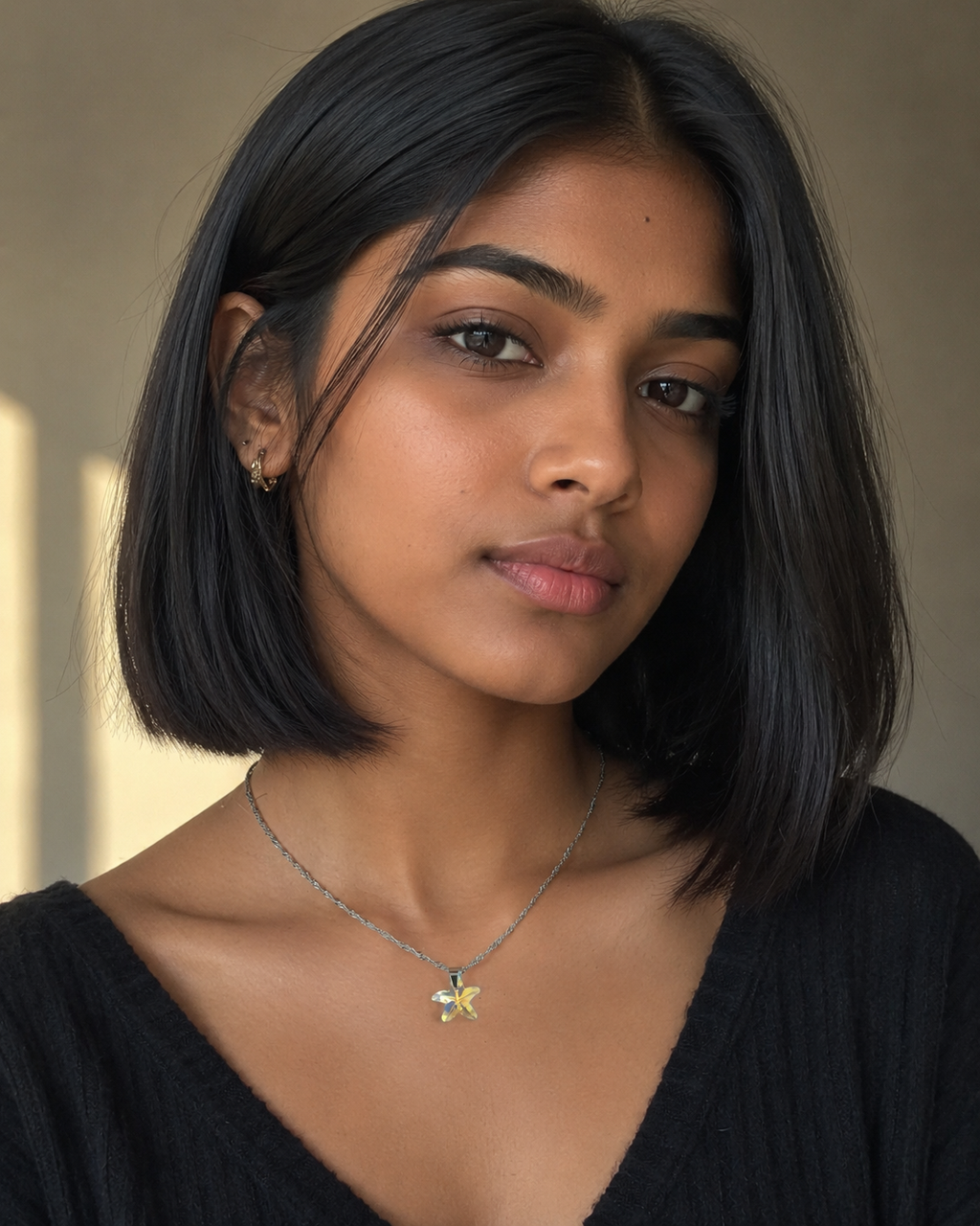 Collier petite étoile de mer 2 en cristal argent