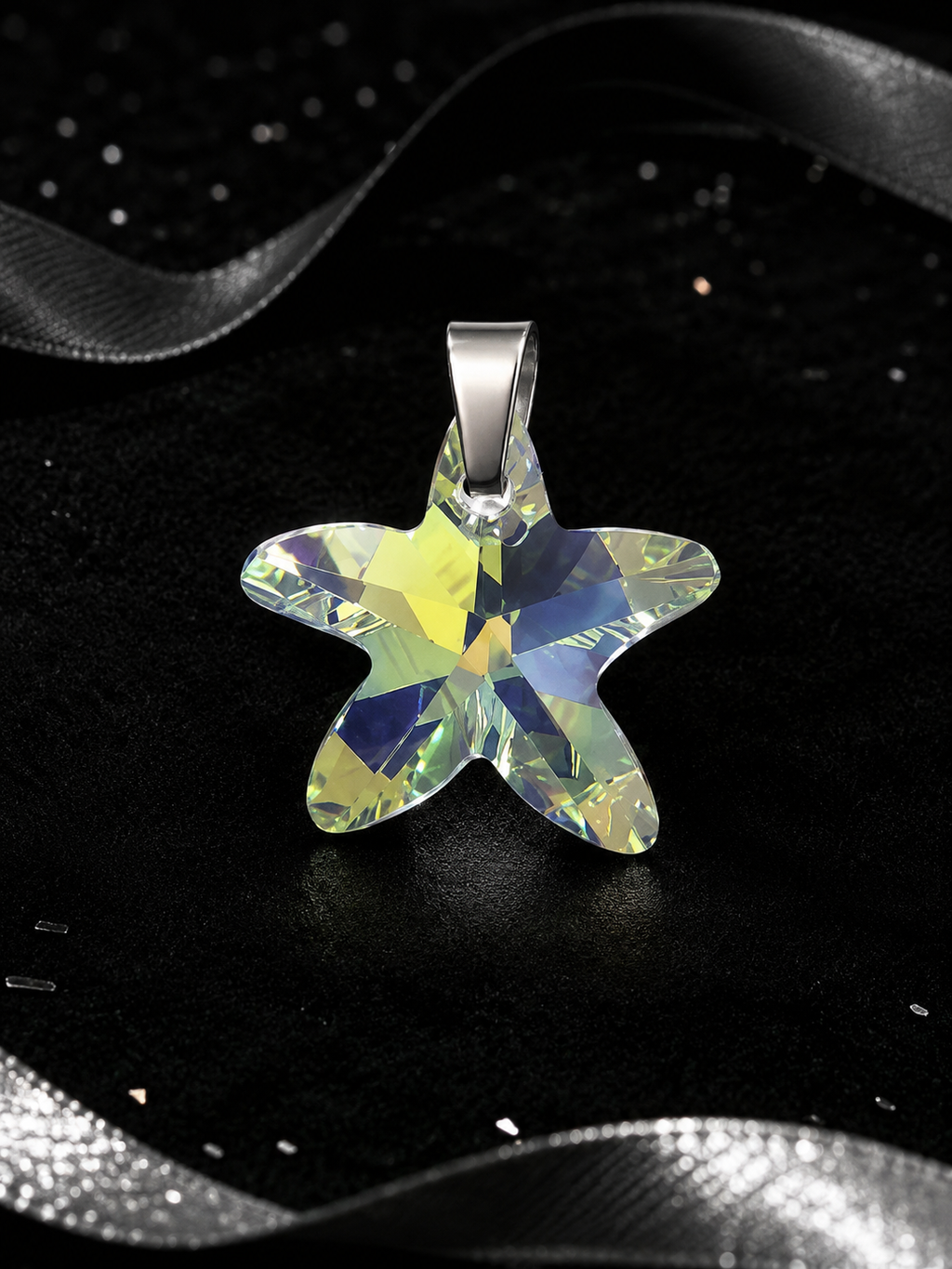 Le collier petite étoile marine en cristal argenté