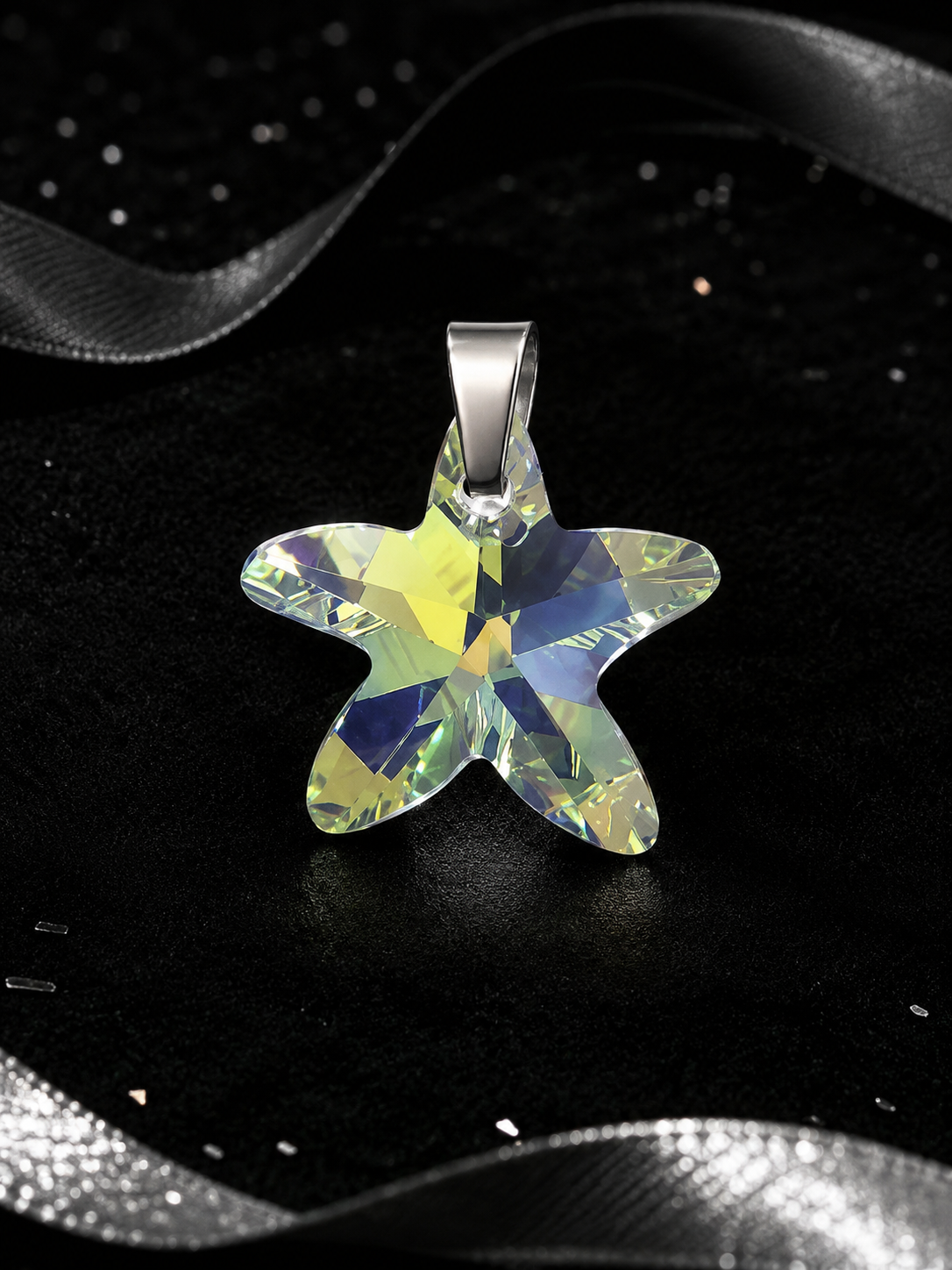 Le collier petite étoile marine en cristal argenté
