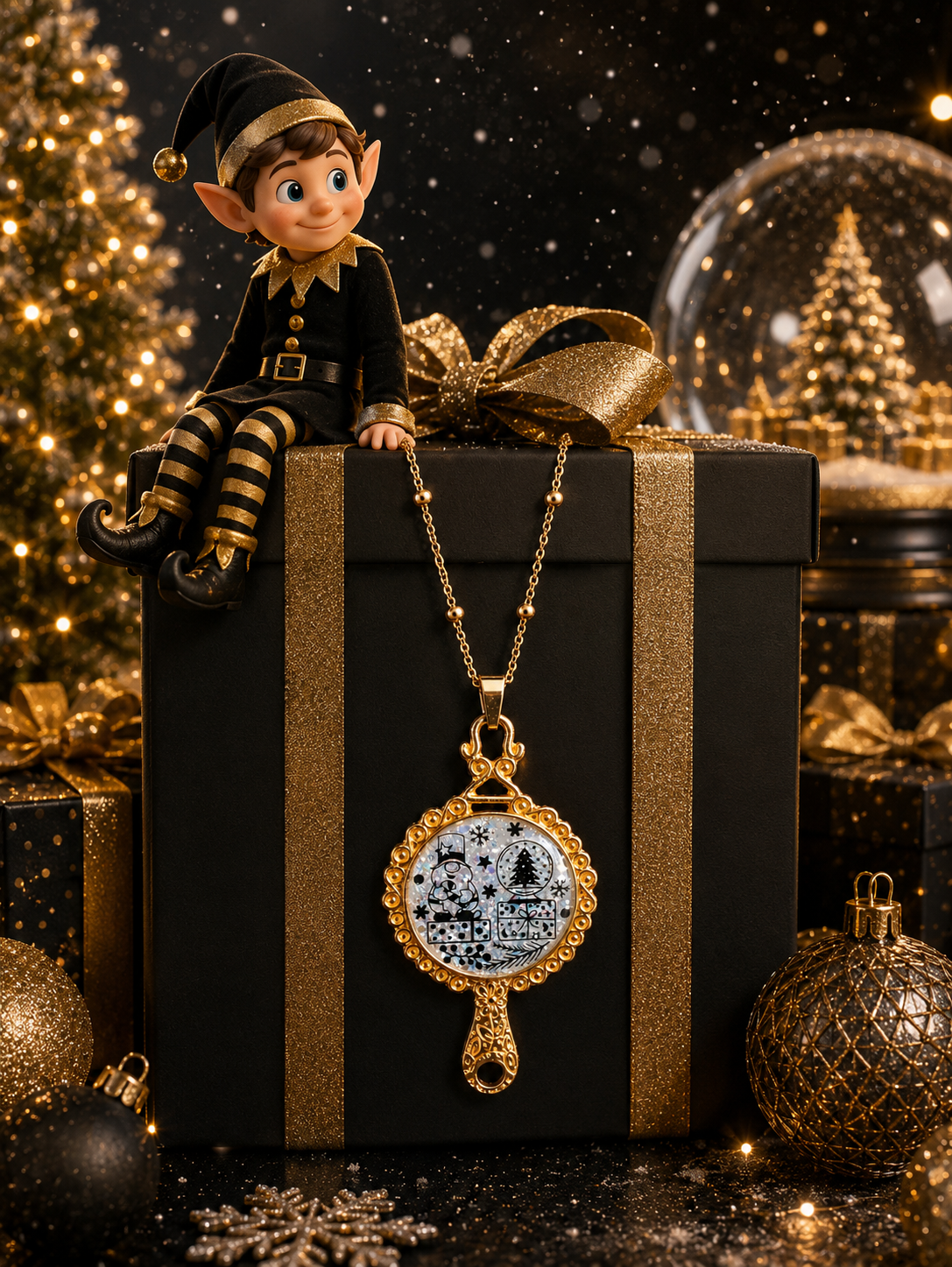 Collier La Magie de Noël Fluorescent – Création Artisanale Plaquée Or 18 Carats