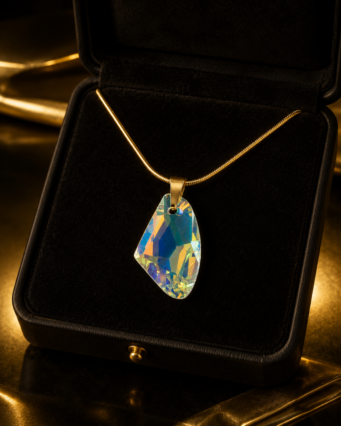 Le collier ailes d’ange en cristal doré
