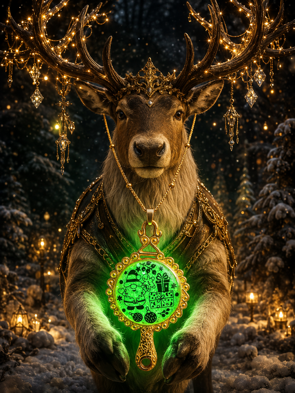 Collier Féerie de Noël Fluorescent – Création Artisanale Plaquée Or 18 Carats