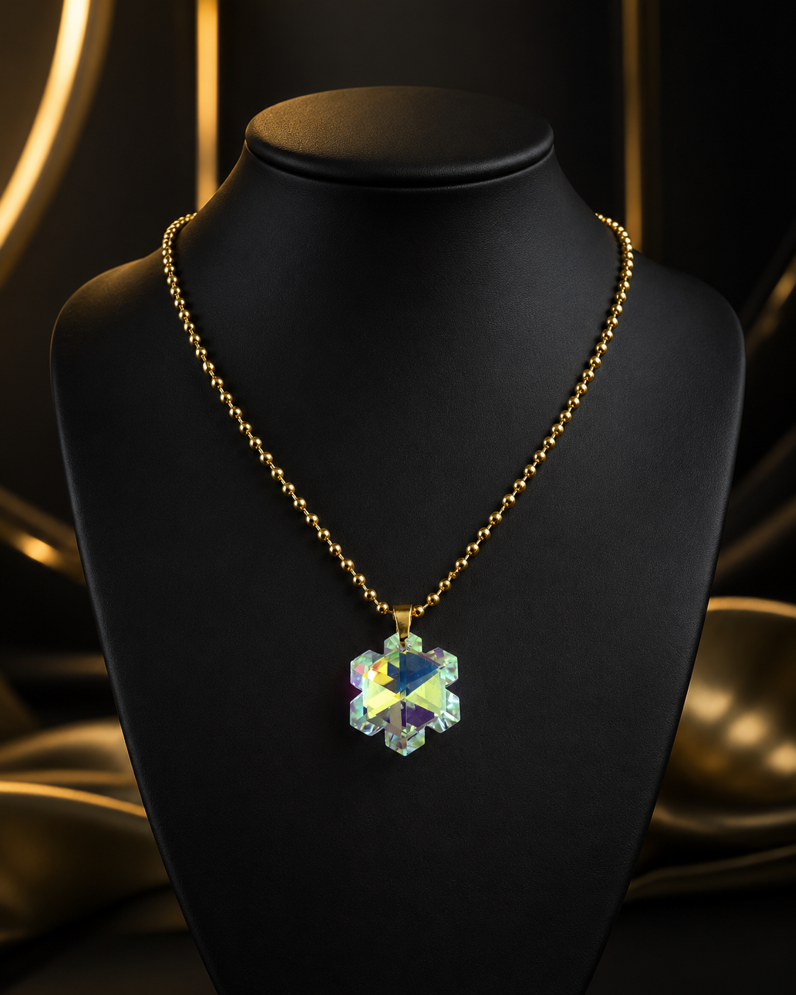 Le collier gros flocon de neige en cristal doré
