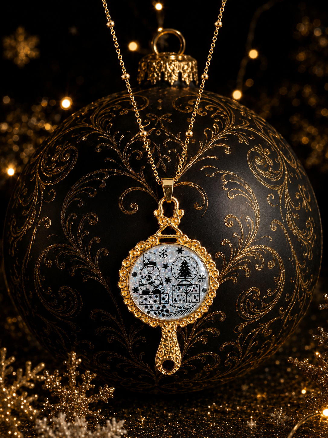 Collier La Magie de Noël Fluorescent – Création Artisanale Plaquée Or 18 Carats