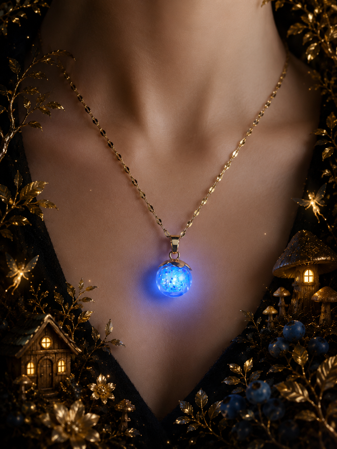 Collier Myrtille Bleue — lumière de topaze