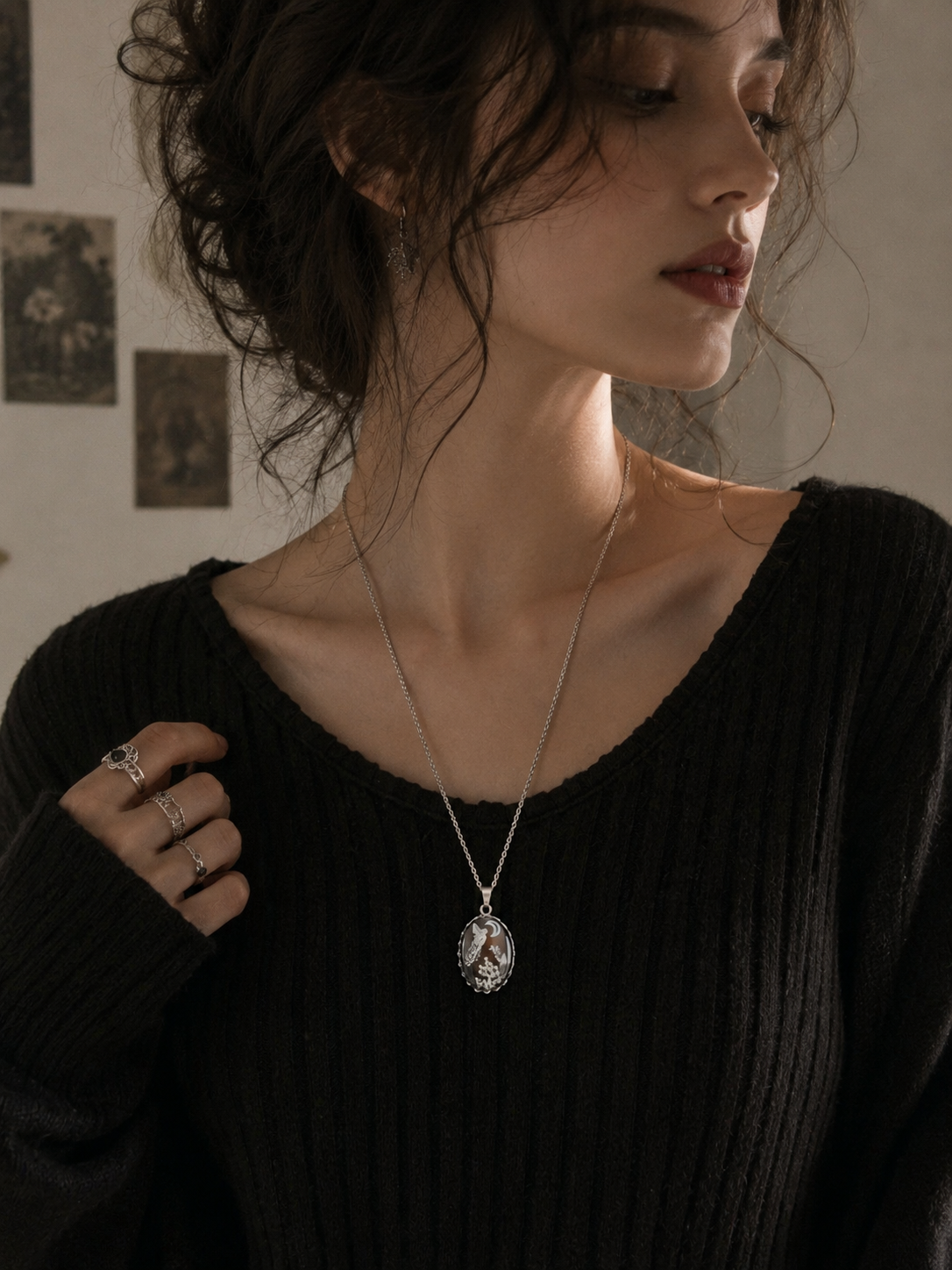 Collier de la fée lumina sur perle changeante .