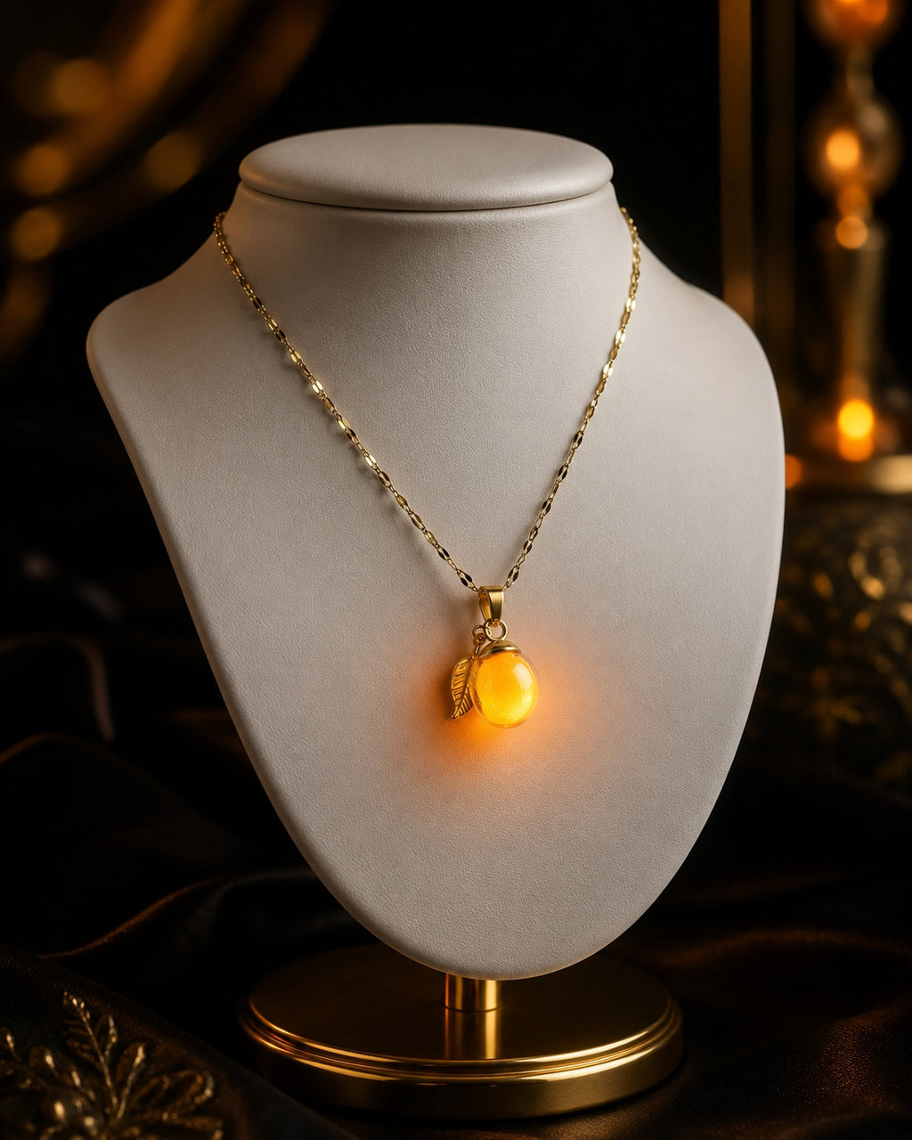 Collier or enchanté prune magique des fées