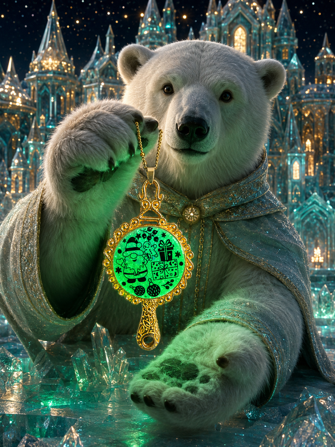 Collier Féerie de Noël Fluorescent – Création Artisanale Plaquée Or 18 Carats