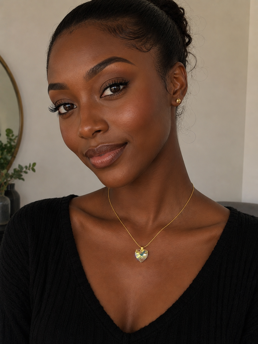 Collier coeur en cristal or 1