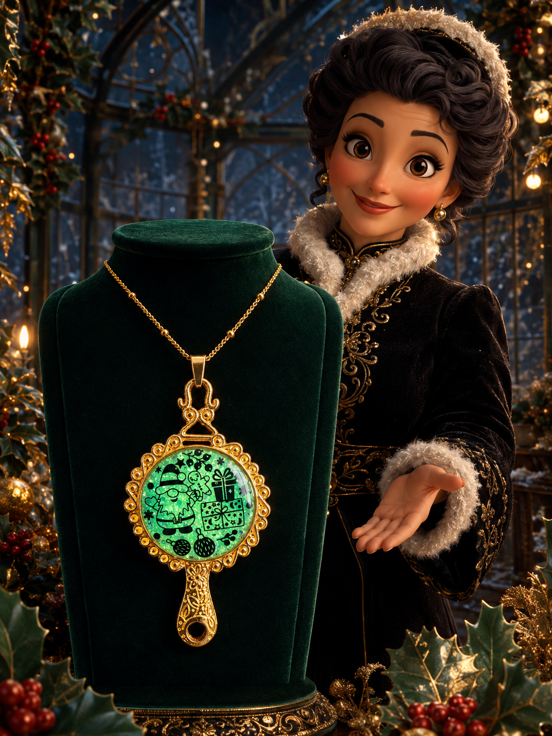 Collier Féerie de Noël Fluorescent – Création Artisanale Plaquée Or 18 Carats