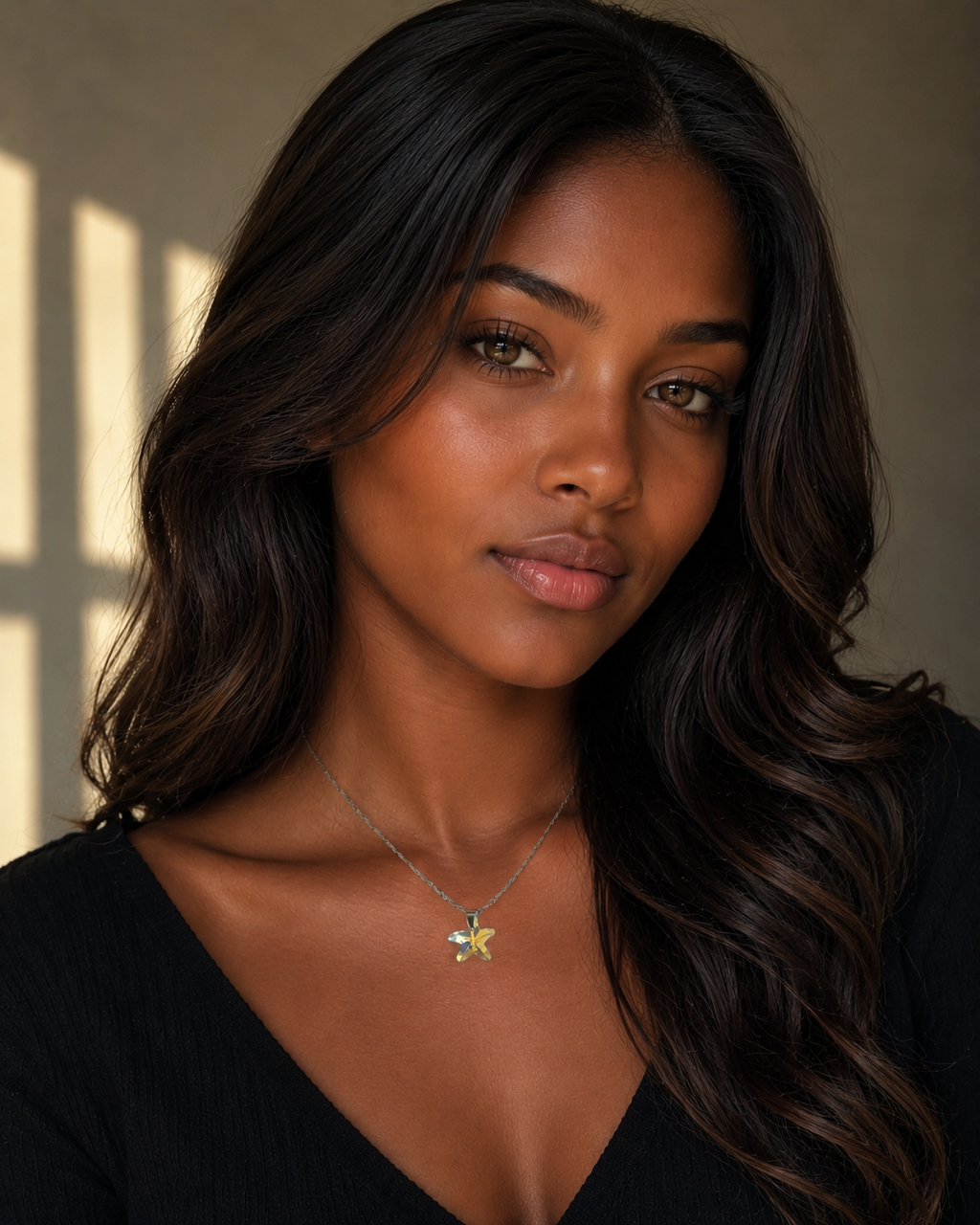 Collier petite étoile de mer 2 en cristal argent