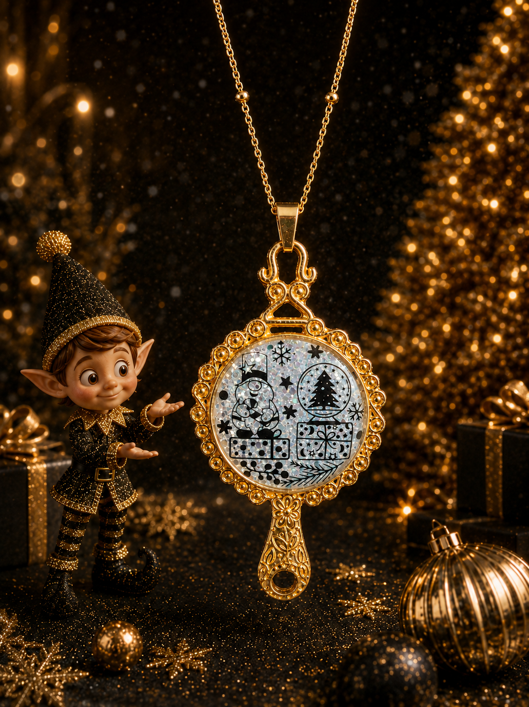 Collier La Magie de Noël Fluorescent – Création Artisanale Plaquée Or 18 Carats