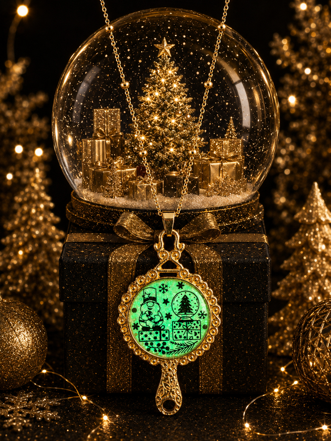 Collier La Magie de Noël Fluorescent – Création Artisanale Plaquée Or 18 Carats