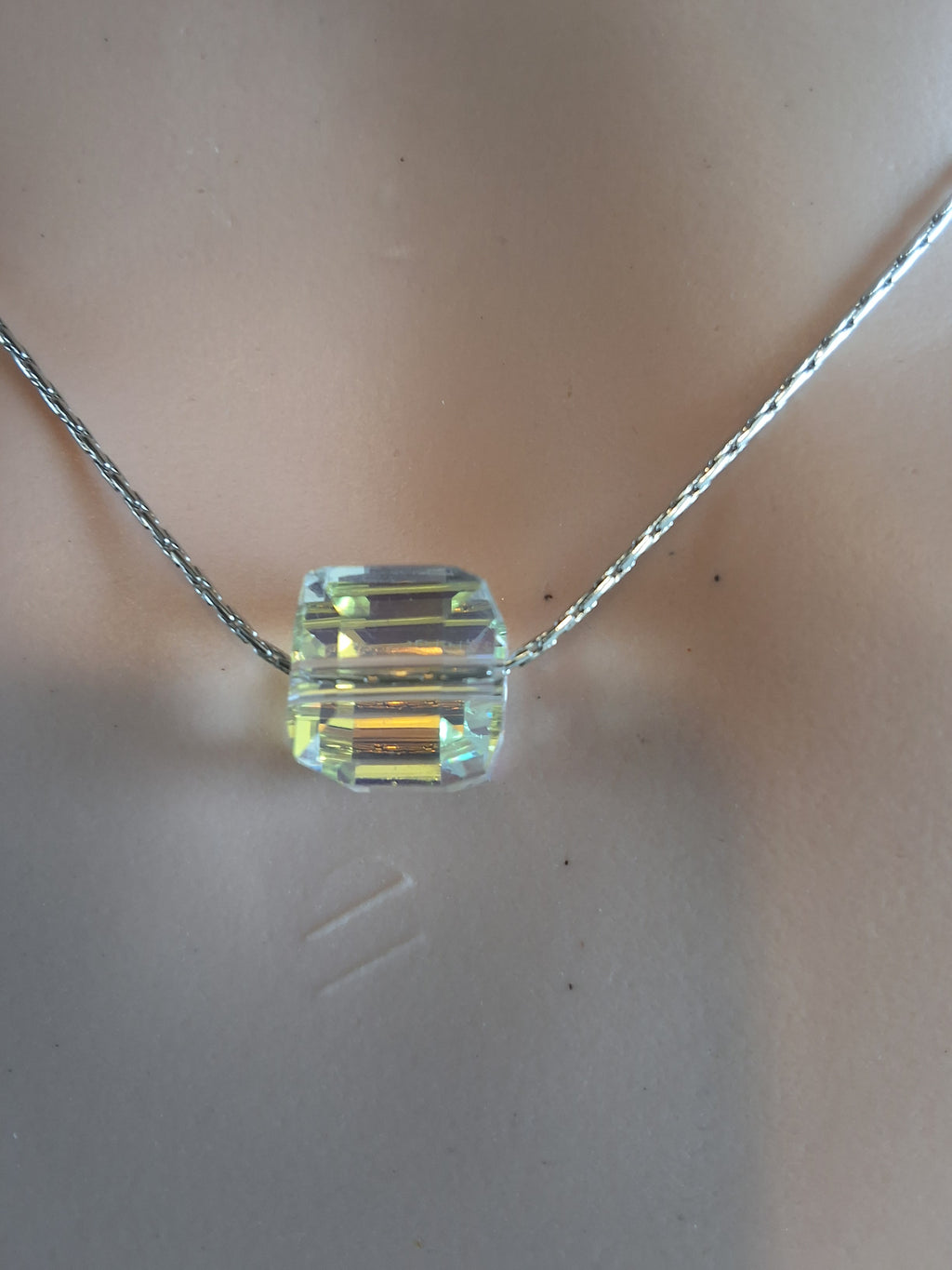 Collier sucre en cristal argent