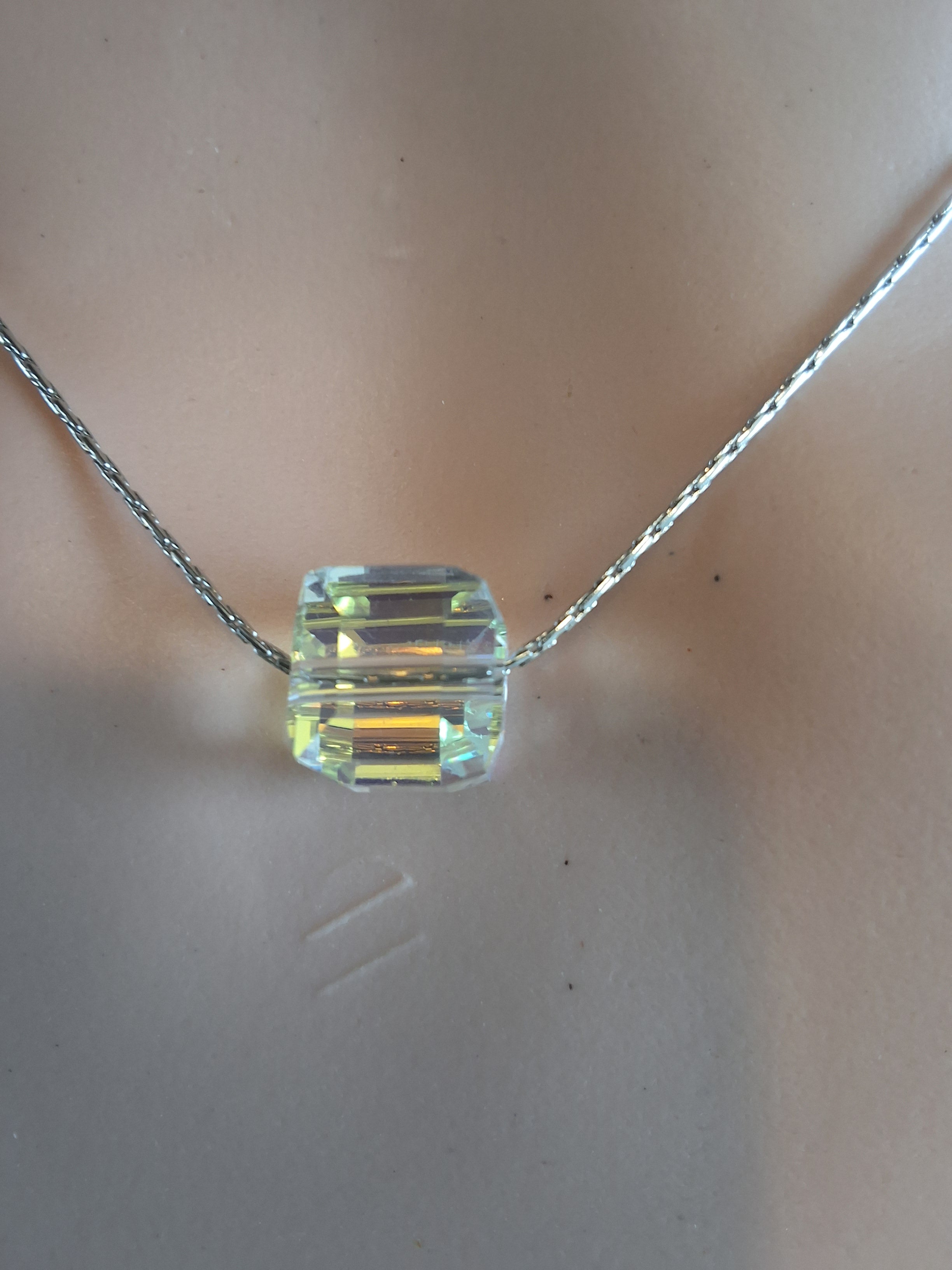 Collier sucre en cristal argent