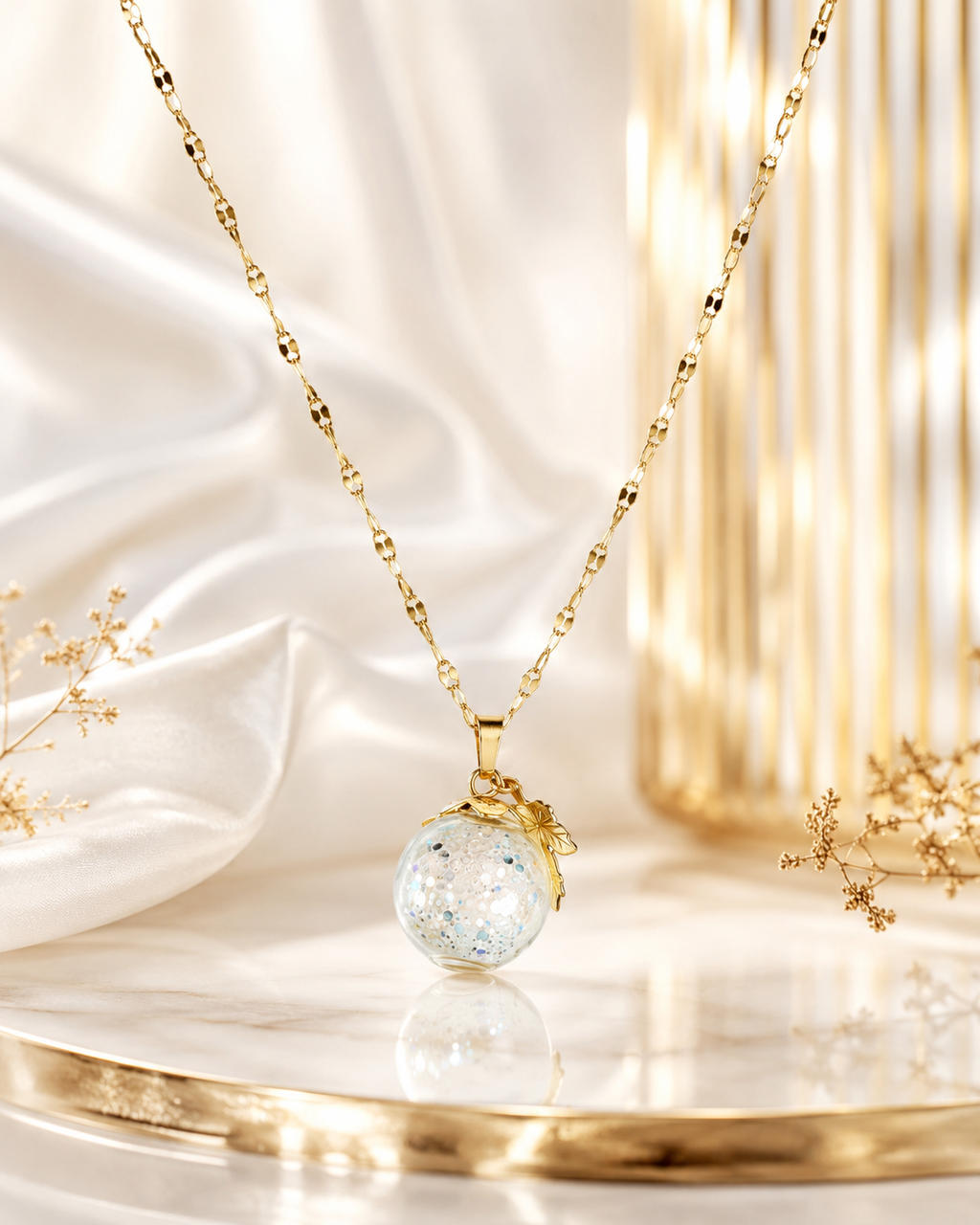 Collier or melon enchanté vert