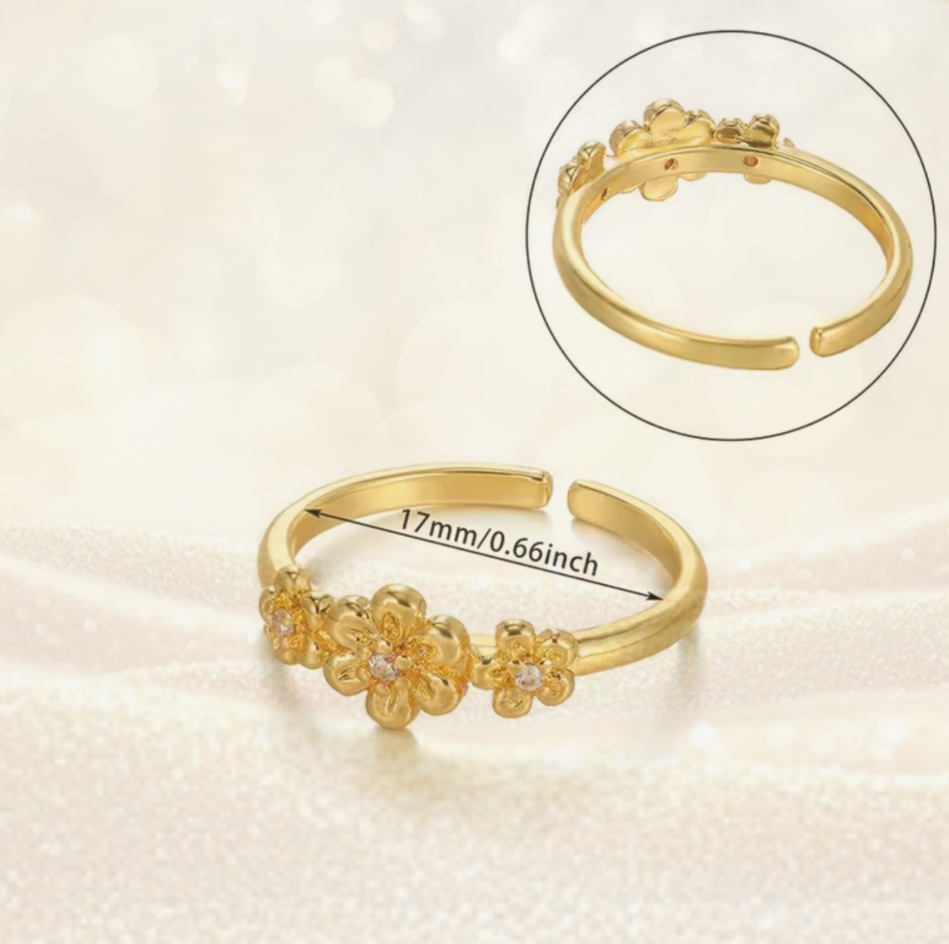 Bague 3 fleures de cerisier