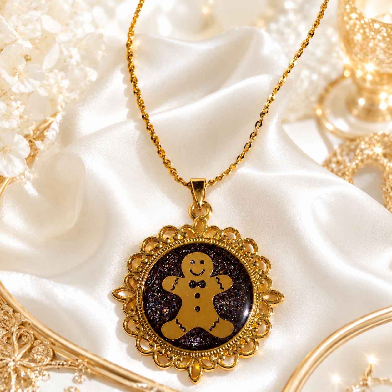 Le collier bonhomme pain d’épices version thermochromique or