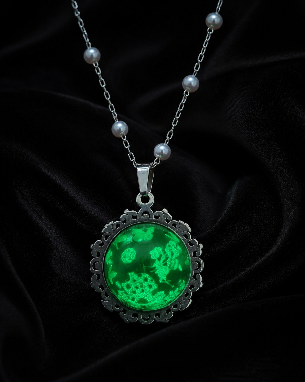 Collier rond à dentelle moyenne perle blanche de la fée félicia